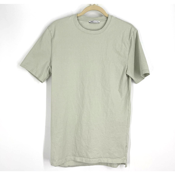Zara Man Light Green Tee Small Cotton - Picture 4 of 4